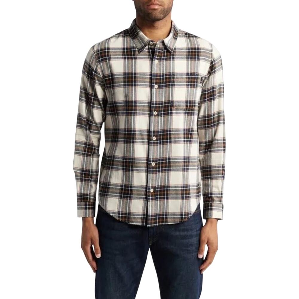 AG Aiden Plaid Flannel Button-Up Cotton Twill Woven Shirt Size S
